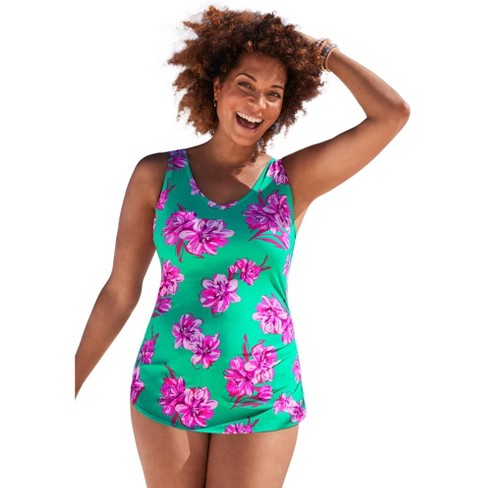 Swimsuits For All Women's Plus Size Sarong Front One Piece Swimsuit - 8,  Water Droplet : Target
