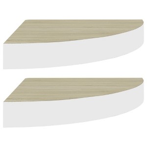 vidaXL Wall Corner Shelves 2 pcs Oak and White 13.7"x13.7"x1.4" MDF - 1 of 1