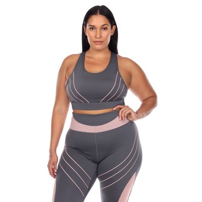 Plus Size Cut Out Back Mesh Sports Bra - White Mark