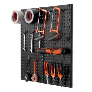 VEVOR Metal Pegboard Panels, 24" x 12" Pegboard, 2 Panels, Heavy Duty Peg Board Wall Organizer with Accessories, Black - 1 of 4