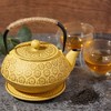 Juvale 3 Piece Set Yellow Japanese Cast Iron Teapot, Floral Tetsubin with Infuser and Trivet, 27 oz - 2 of 4