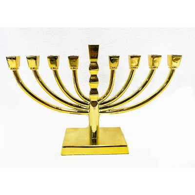 Mini Hanukkah Metal Menorah Gold Brass
