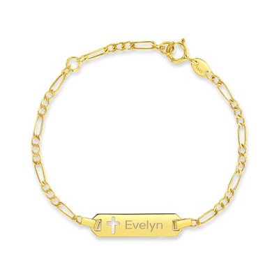Girls' Cross Cutout Tag ID Bracelet 14k Gold - In Season Jewelry