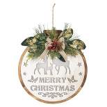 Northlight 12" Lighted Wooden "Merry Christmas" Round Christmas Wall Decoration