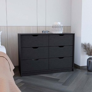 RISOKEYS Modern 4 Drawer Dresser for Bedroom,with 2 Lower Cabinets,Large Wooden Storage Dresser Organizer,Accent Storage Cabinet for Living Room,Black - 1 of 4