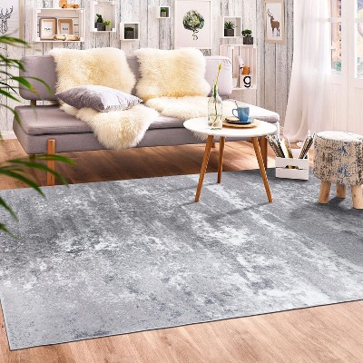 Modern Abstract Shades Gray 7' 10" x 10' Synthetic Area Rug