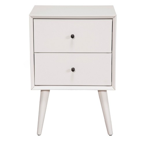 Alpine Furniture Flynn Mid Century Modern Mahogany Fully Assembled Bedroom Side Nightstand With 2 Bedside Storage Drawers White Target