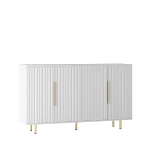 Lyngins Sideboard Buffet Cabinets with 4 Doors Metal Handles,Metal Legs,Corrugated Fluted Coffee Bar Cabinets,Credenzas for Kitchen,Entryway - 1 of 4