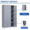 VYNXARIA 15-Door 72"H Metal Locker with Lock - Employee Storage Cabinet for Home Gym, Office, School & Garage, Gray - 4 of 4