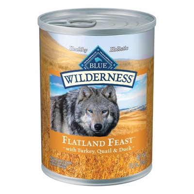 Blue Buffalo Wilderness Grain Free Wet Dog Food Flatland Feast with Turkey, Quail & Duck - 12.5oz/12ct Pack