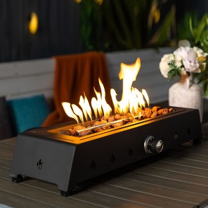 Christopher Knight Home Sibyl 40,000 BTU Propane Portable Steel 28" Fire Pit with Glass Wind Guard and Lava Rock - 1 of 4