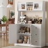 WhizMax 67" Kitchen Pantry Cabinet, Freestanding Hutch Cabinet with 3 Drawers and LED Lights, Tall Storage Cabinet with Countertop, Black and White - 2 of 4