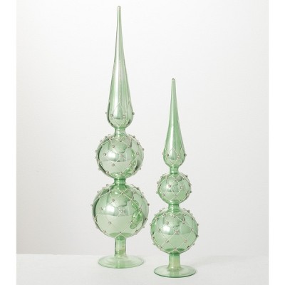 Sullivans Finial Tree Glass Tabletop Set of 2, 16"H & 22"H Silver