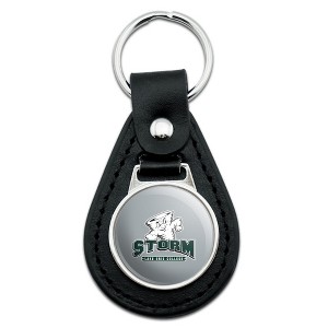 Lake Erie College Primary Logo Black Leather Keychain - 1 of 4