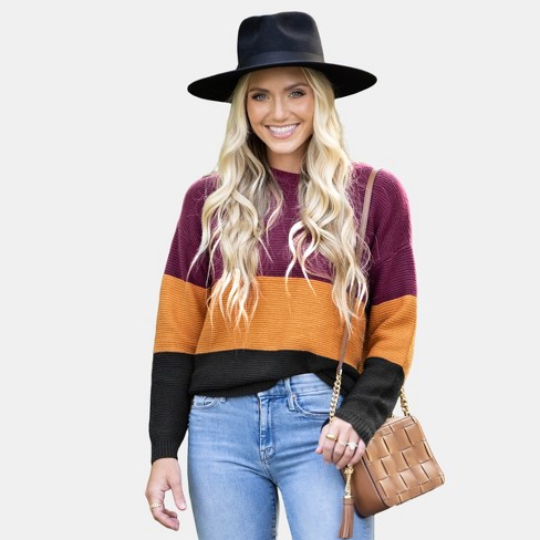 Colorblock Striped Knit Sweater