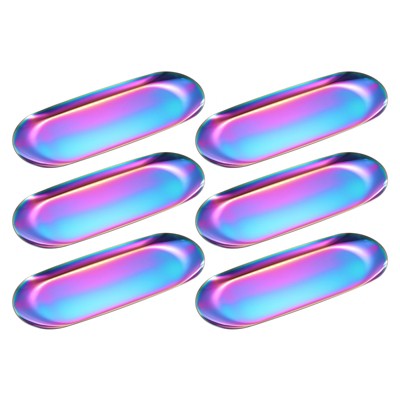 Unique Bargains Stainless Steel Cosmetics Candles Dessert Decorative Trays 6 Pcs