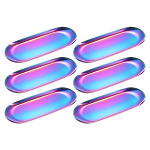 Unique Bargains Stainless Steel Cosmetics Candles Dessert Decorative Trays 6 Pcs - 1 of 4