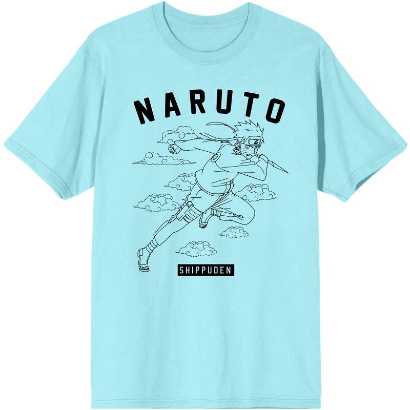 Naruto Shippuden Anime Cartoon Varsity Clouds  Blue Tee, 1 of 3