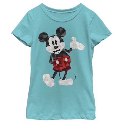 Girl's Disney Artistic Mickey Mouse T-shirt - Tahiti Blue - Medium : Target