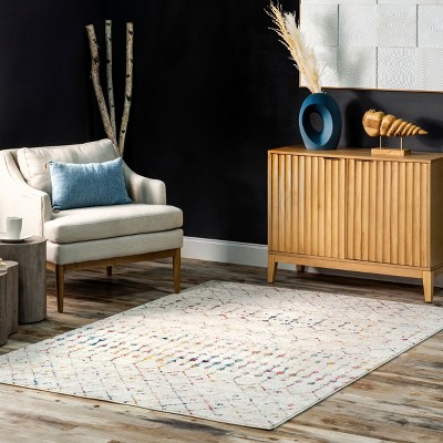 Elevated Trellis 4' Square Light Multi Synthetic Accent Rug