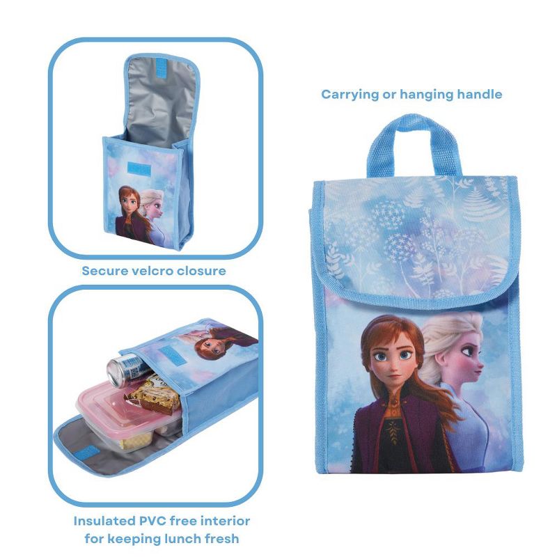 Disney Frozen Backpack Set for Girls, 16 inch with Lunch Bag and Water Bottle, Blue, 4 of 10