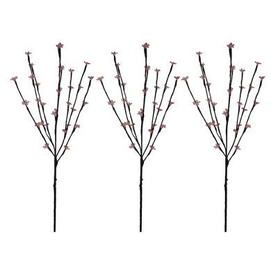 Northlight Set of 3 Pre-Lit Cherry Blossom Artificial Tree Branches 2.5' - Red LED Lights