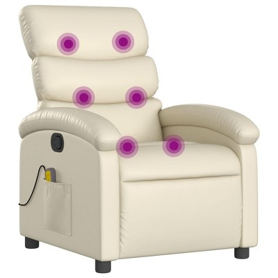 vidaXL Massage Recliner Chair in Cream Faux Leather - Adjustable Lounge Armchair with Vibration Massage