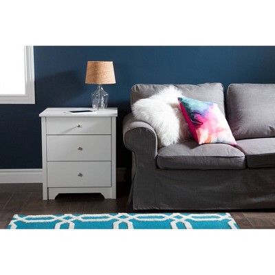 Pure White 2-Drawer Nightstand with Built-In Charging Station