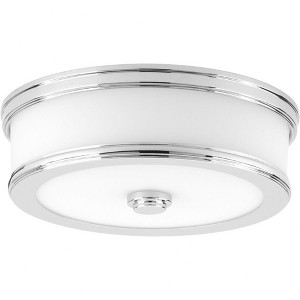 Progress Lighting Bezel Collection 1-Light LED Flush Mount, Brushed Nickel, Etched White Glass Shade - 1 of 2