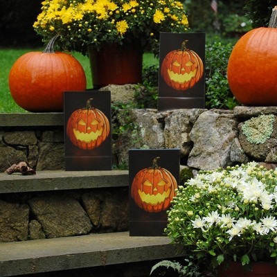 LumaBase Plastic Luminaria Bags, Jack O'Lantern - Set of 12