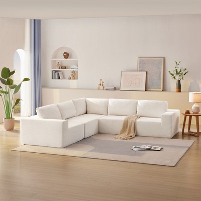 NicBex Couches for Living Room 116" L Shape Sectional Sofa Couch Corduroy Free Combination Upholstered 6-seater Sleeper Couch Set