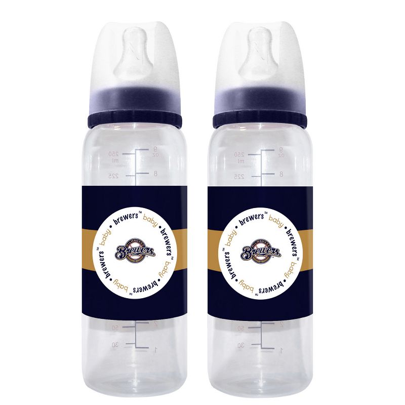 BabyFanatic Officially Licensed MLB Milwaukee Brewers 9oz Infant Baby Bottle 2 Pack, 2 of 4