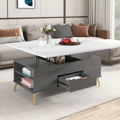 NicBex Modern Marble Lift Top Coffee Table with Storage,Functional Coffee Table Decor,Center Table for Living Room,Gray