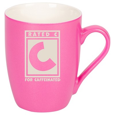 100 North Pink Metallic Finish, 10 Ounce, Comfortably Fits Your Hands, New Bone China Coffee Tea Cup Mug, Rated C For Caffeinated