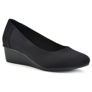 black wedge dress shoes Ankis Closed Toe Wedges for Women, Comfortable Medium Heel Work Pumps for Dressy Spring Fall - 2.5Inch suitable for commuting Jessica Simpson Women's Cash Slip