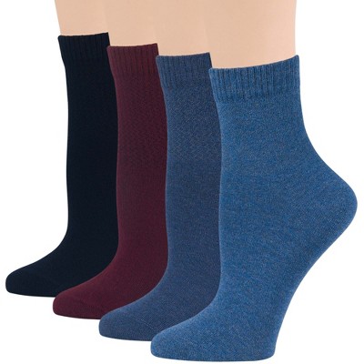 Women's Cotton Diabetic Quarter Solid Socks - 4 Pack - Shoe Size 5-9 Medium, 8-12 Large- | 7BIGSTARS KINGDOM