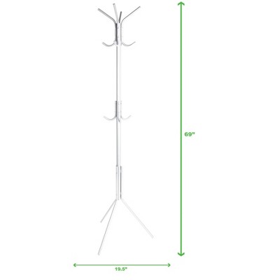 White Metal Floor-Standing Coat Rack with Umbrella Stand