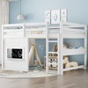 Twin/Full Size Loft Bed House Kids Loft Bed Frame with Double-Sided Sliding Chalkboard, Bookshelf & Safety Guardrails - ModernLuxe - 2 of 4