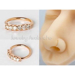 Jewelry Avalanche Unisex 20G 14K Gold Nose Hoop Ring with Diamonds, 6mm Twist-open Nose Ring - 1 of 4