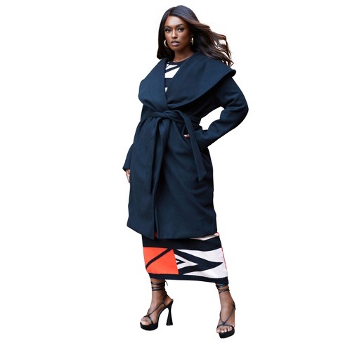 Plus size belted clearance coat