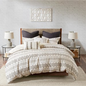 3 Pcs Stylish Stripes Print Jacquard Cotton Comforter Set, All Season Bedding Set, Cozy Home Textile for Modern Bedroom Decor - 1 of 4