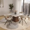 LeisureMod Upholstered Dining Chair in Leather/Velvet Poplar Wood Frame Nymia Series - 2 of 4