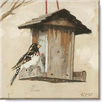 Sullivans Darren Gygi Grossbeak With Birdhouse Giclee Wall Art, Gallery Wrapped, Handcrafted in USA, Wall Art, Wall Decor, Home Décor, Handed Painted