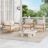 Christopher Knight Home Kara 3 Piece Patio Rustic Upholstered Acacia Wood Loveseat and Accent Chair Chat Set - 2 of 4
