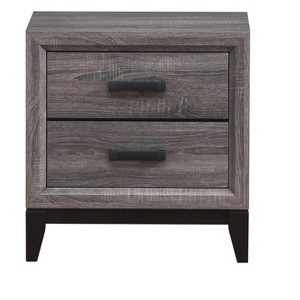 NicBex Nightstand with 2 Drawers Bedside Table with Metal Handles End table with Soild Legs for Living Room, Bedroom, Study, Black+Gray - 1 of 4