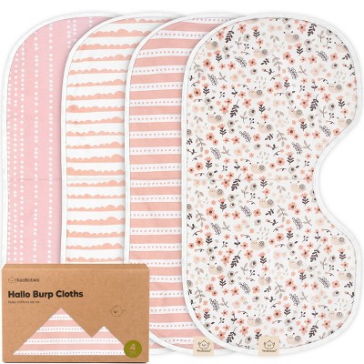 KeaBabies 4pk Hallo Baby Burp Cloths, Organic Cotton Burp Cloth for Girls, Boys, Soft & Absorbent Burping Cloths