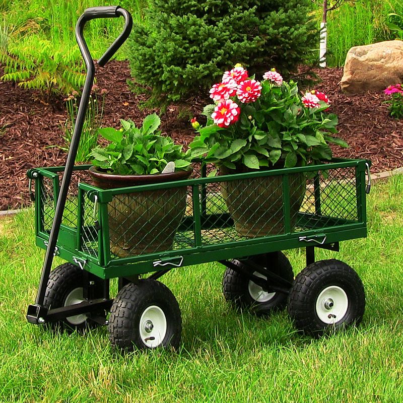 Sunnydaze Outdoor Lawn and Garden Heavy-Duty Durable Steel Mesh Utility Wagon Cart with Removable Sides, 4 of 14