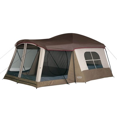 Wenzel Klondike 8-Person Large Outdoor Camping Tent w/Screen Room, Brown