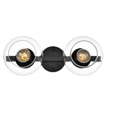 Elegant Lighting Rogelio 2 light Black and Clear Bath Sconce