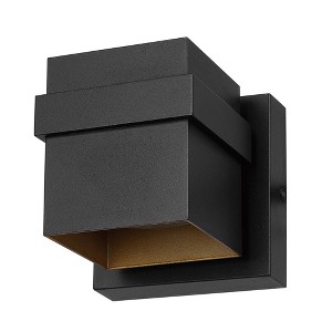 Globe Electric 11.5W LED Matte Black Outdoor Wall Sconce with Gold Interior Accent: ETL Listed, Integrated LED, Metal Body - 1 of 4